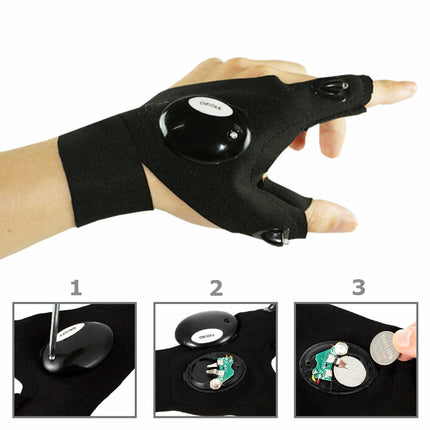 Gants de Lampe de poche Lumineux de pêche avec 2 lampes